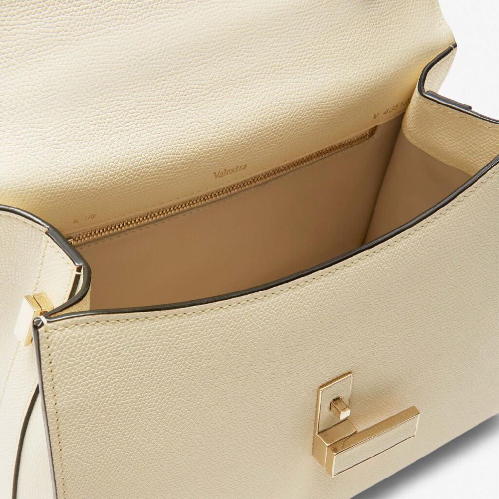 Valextra Valextra Iside: Borsa a mano Media in Pelle Bianca Convenienza