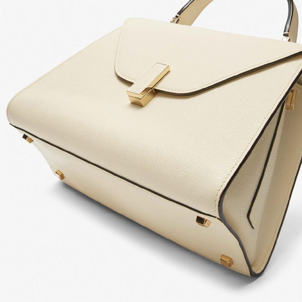Valextra Valextra Iside: Borsa a mano Media in Pelle Bianca Convenienza