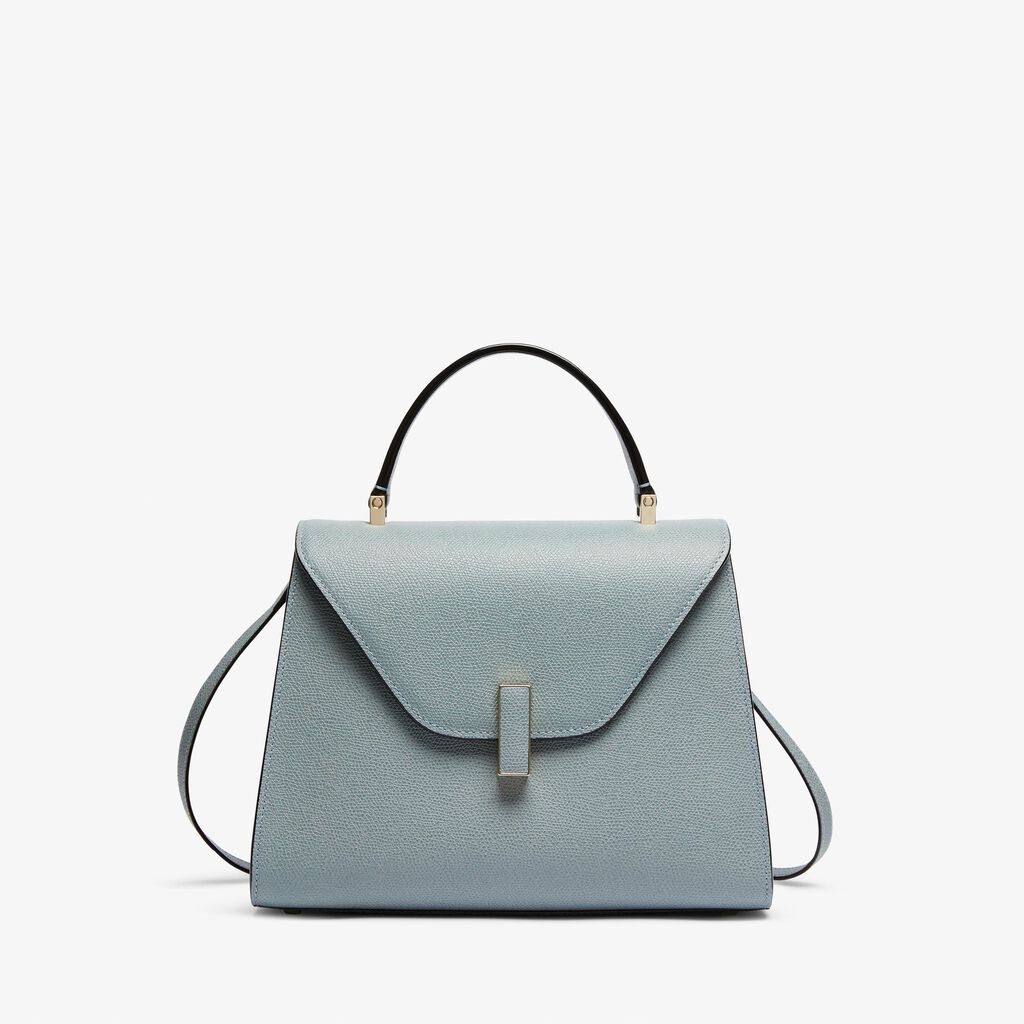 Valextra Valextra Iside: Borsa a mano Media in Pelle Blu Presa