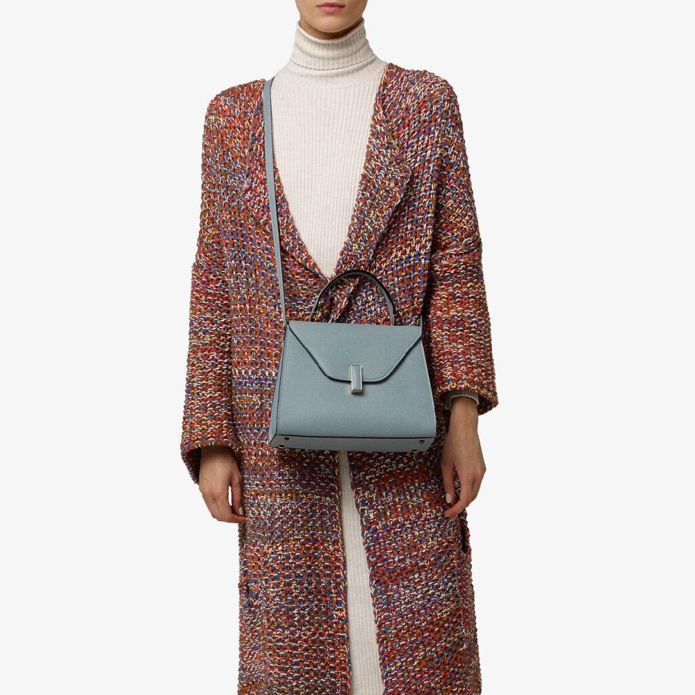 Valextra Valextra Iside: Borsa a mano Media in Pelle Blu Presa