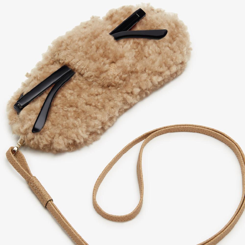 Valextra Custodia porta occhiali di Lusso in Shearling Beige Economico
