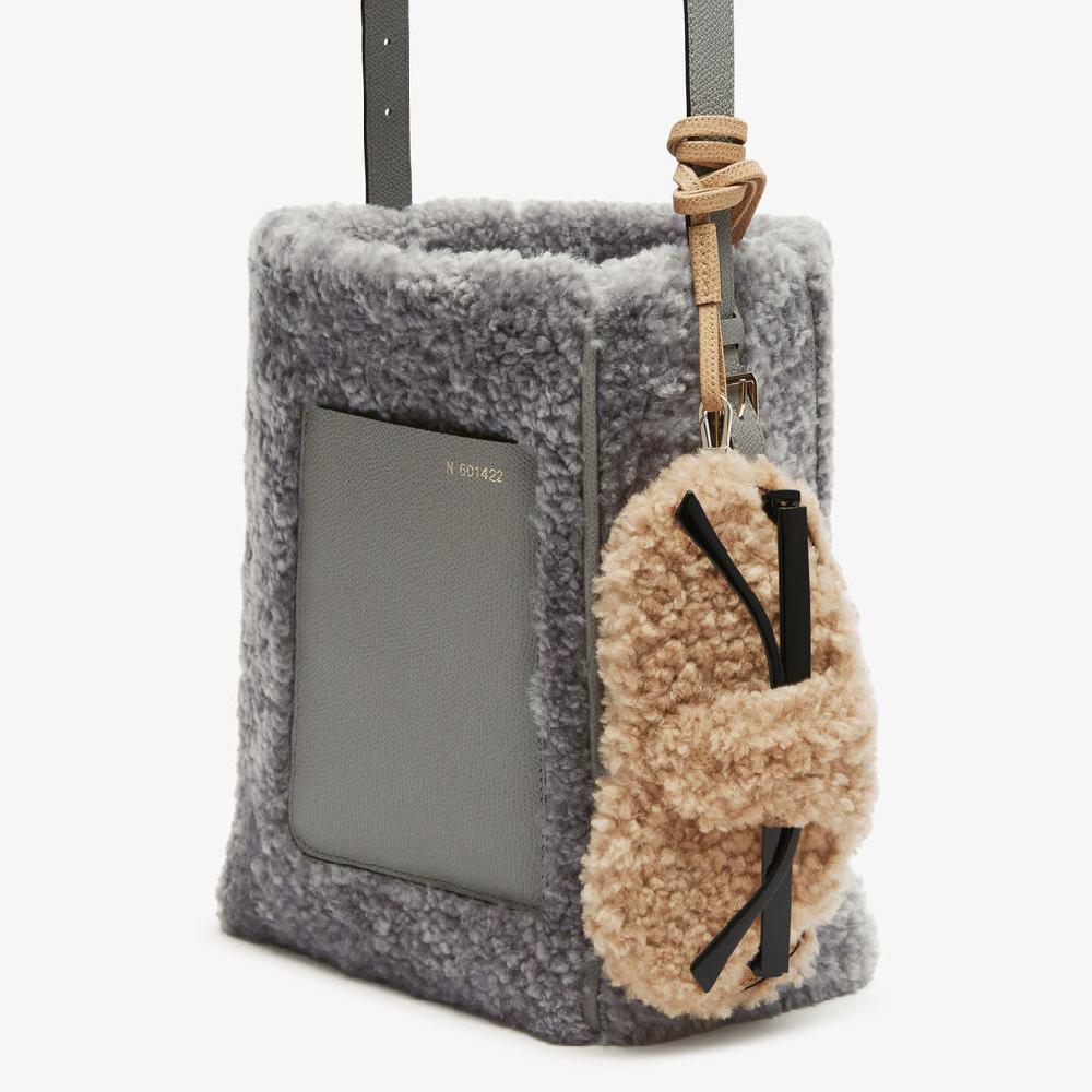 Valextra Custodia porta occhiali di Lusso in Shearling Beige Economico