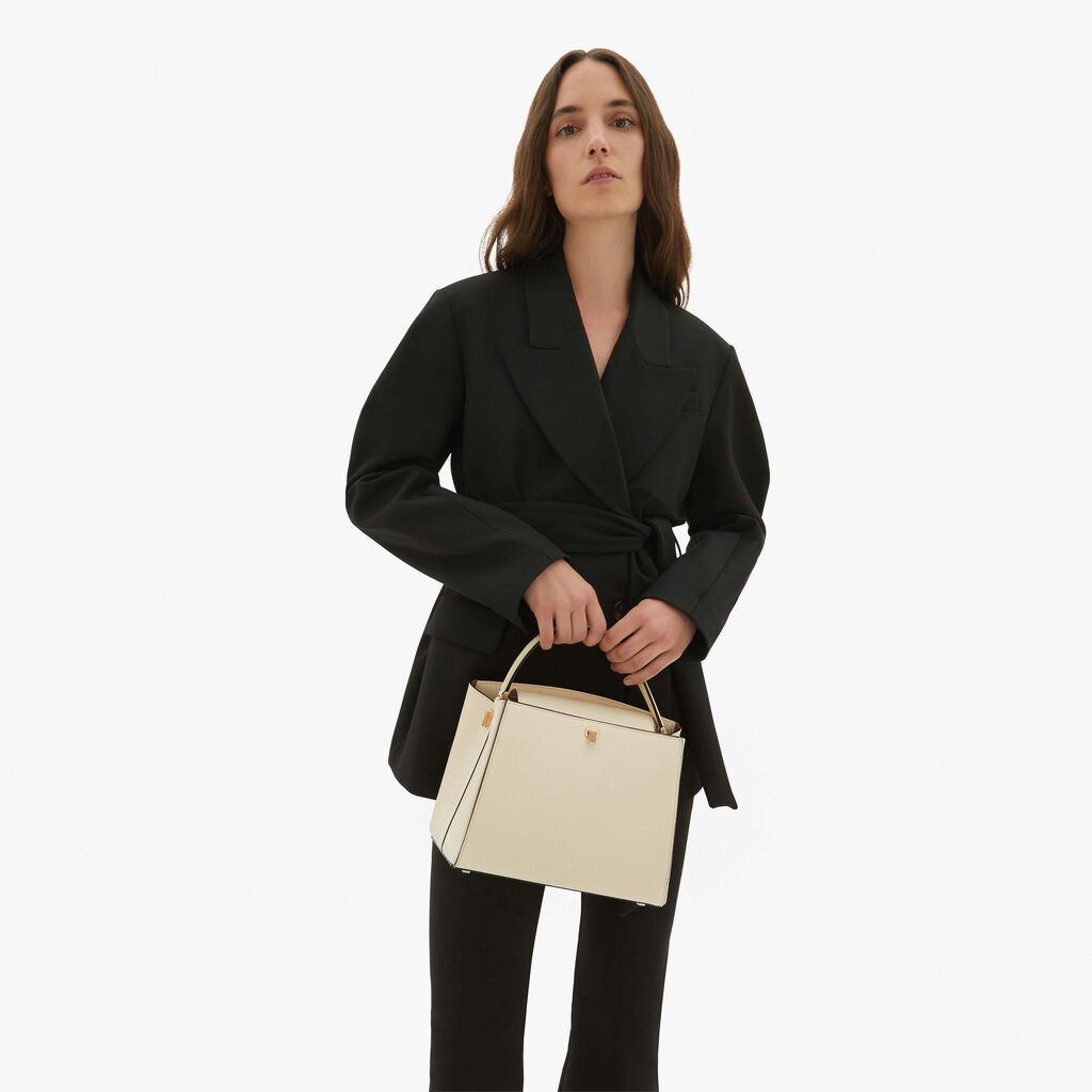 Valextra Borsetta a mano elegante in Pelle Bianca | Valextra Brera Vendita Economica