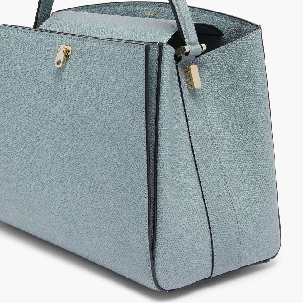 Valextra Valextra Brera: Borsa a mano Media in Pelle Blu Saldi Di Fabbrica