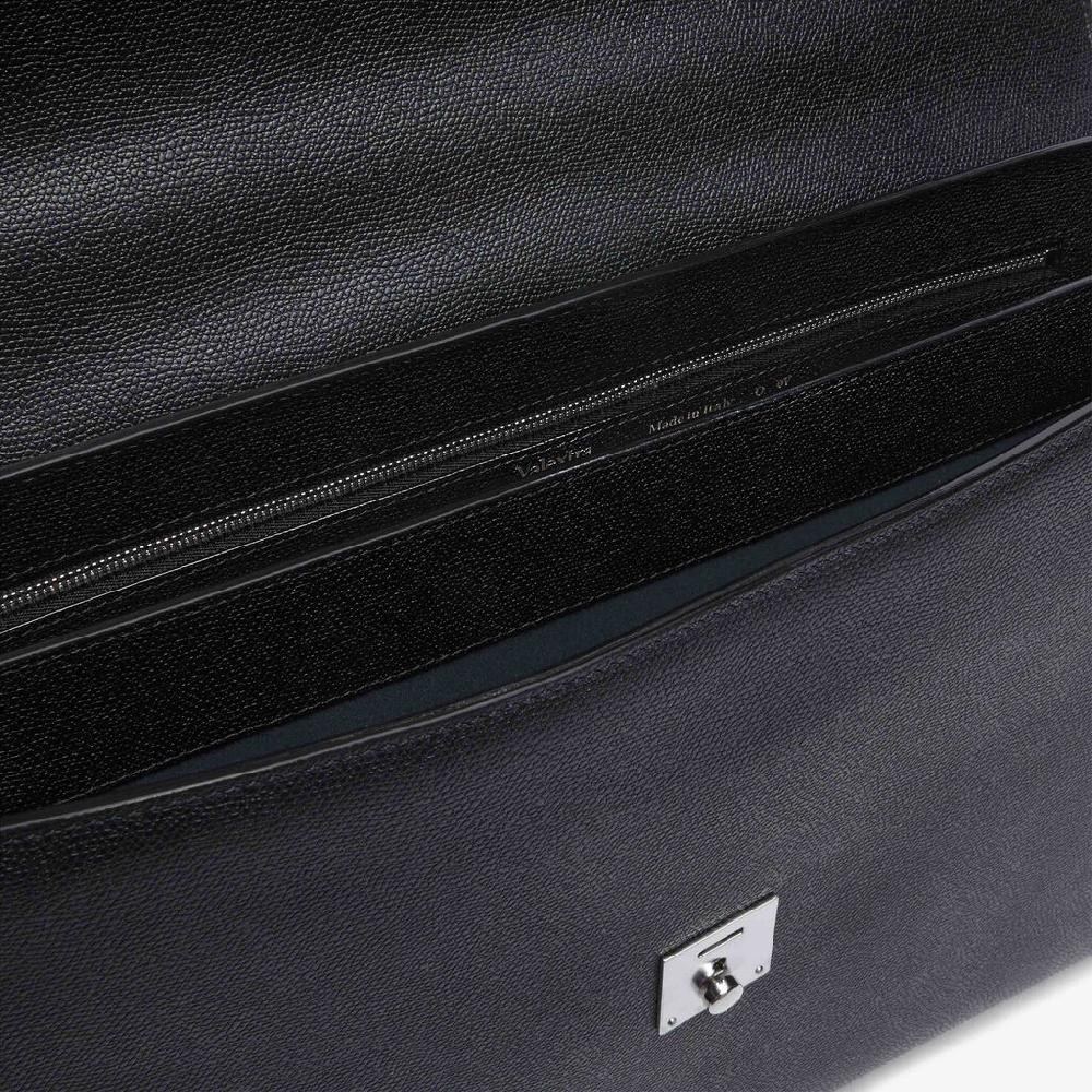 Valextra Valextra Avietta: Borsa business Media in Pelle Nera I Più Venduti