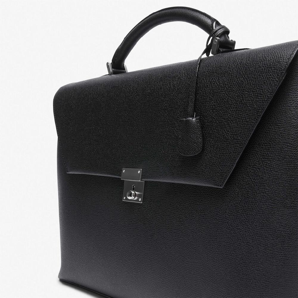 Valextra Valextra Avietta: Borsa business Media in Pelle Nera I Più Venduti