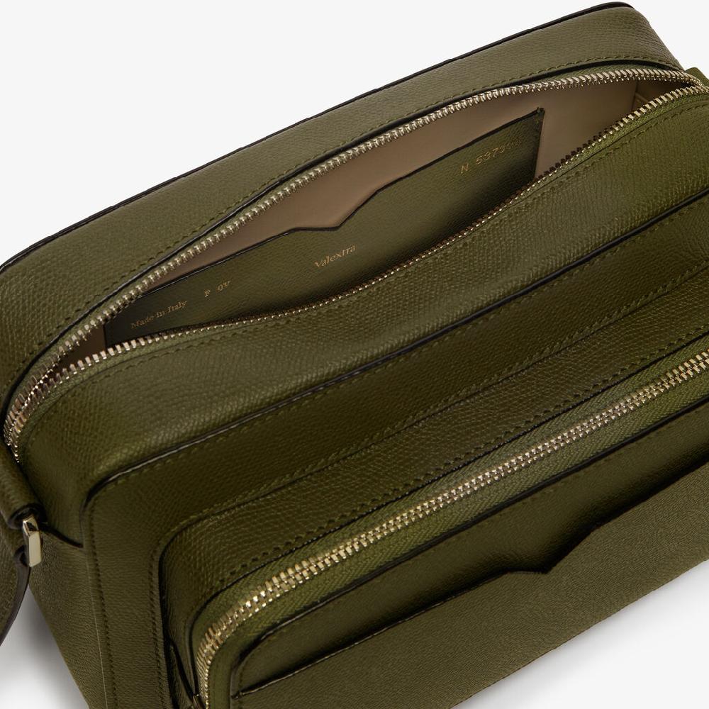 Valextra Borsa a tracolla da Uomo Verde Militare | Valextra V-Line Nuovo