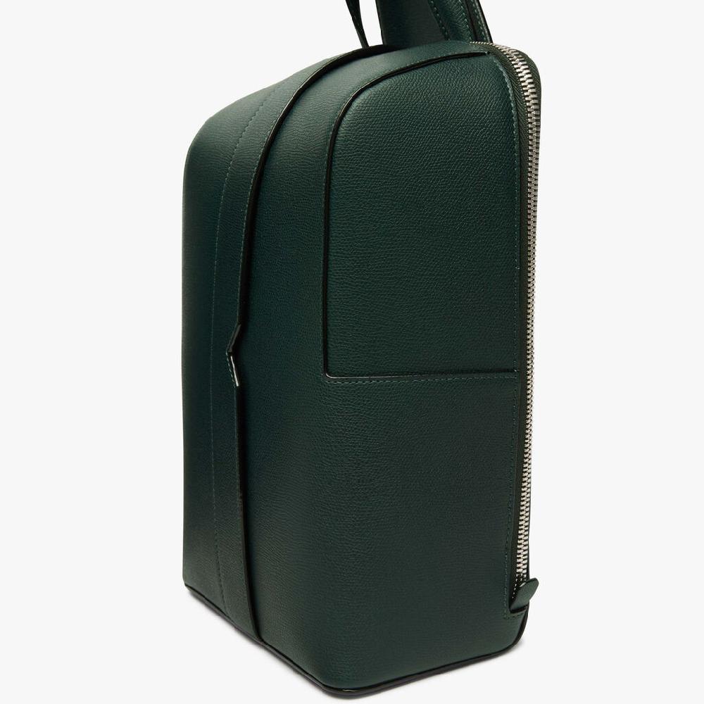 Valextra Zaino monospalla da Uomo in Pelle Verde | Valextra V-Line Spedizione Gratuita