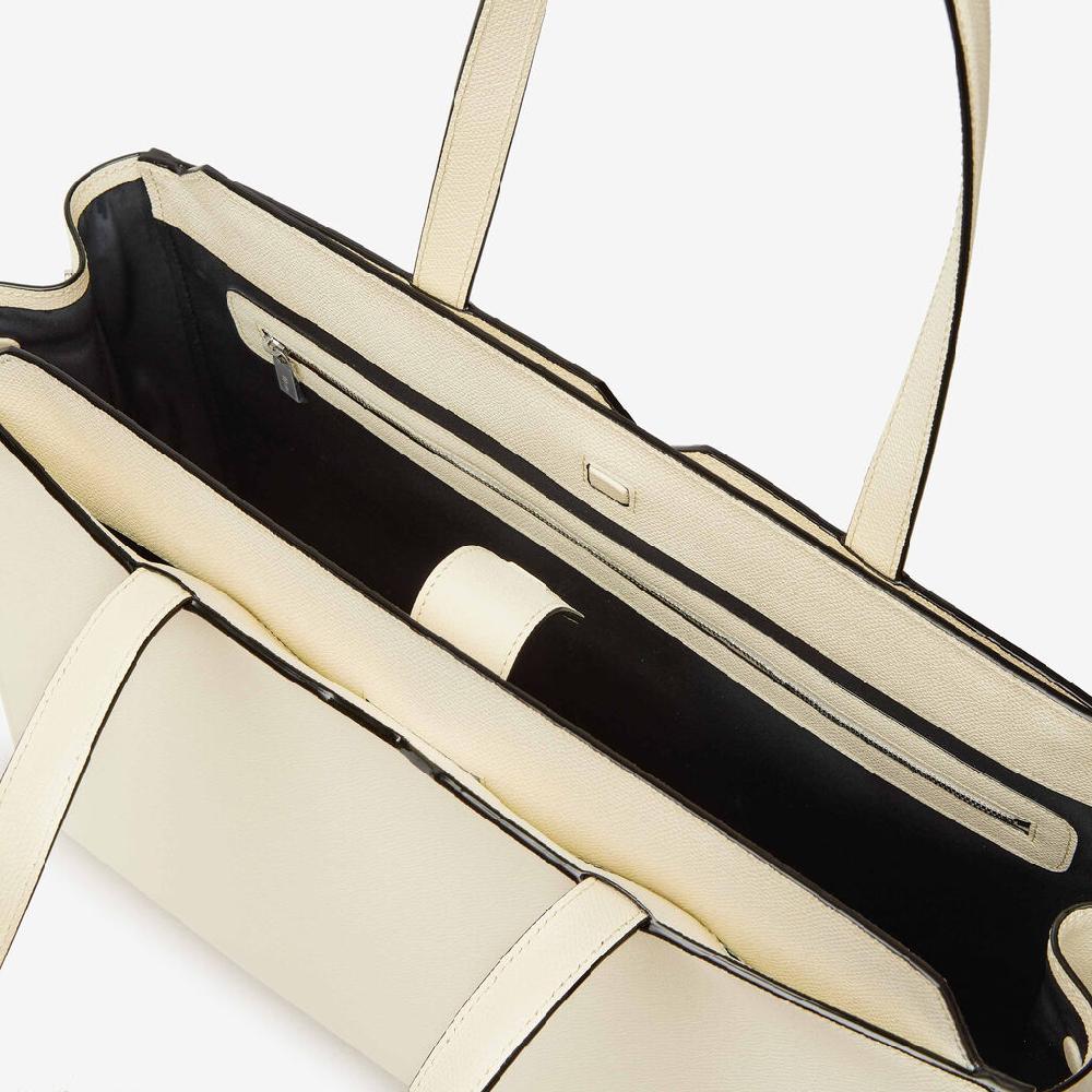 Valextra Shopping bag orizzontale da Uomo in Pelle Bianca | Valextra V-Line Negozi Online