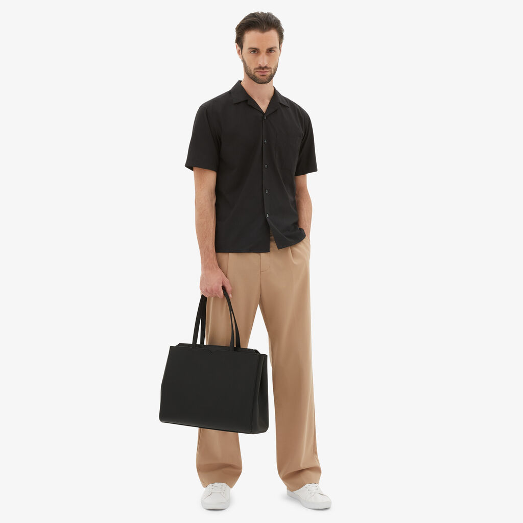 Valextra Shopping bag orizzontale da Uomo in Pelle Nera | Valextra V-Line Acquista Ora