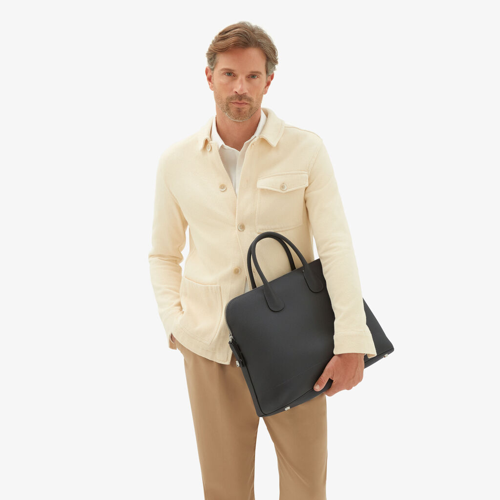 Valextra Tote bag con tracolla in Pelle Grigia | Valextra My Logo Vendita Economica
