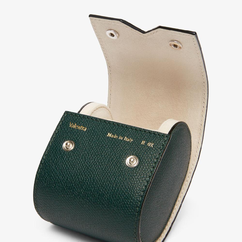 Valextra Porta orologio singolo di Lusso in Pelle Verde | Valextra V-Line Saldi Di Fabbrica