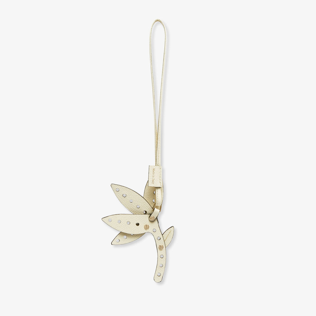 Valextra Charm Engineering Beauty Fiore | Pelle di vitello Millepunte | Bianco Pergamena | Valextra Negozio