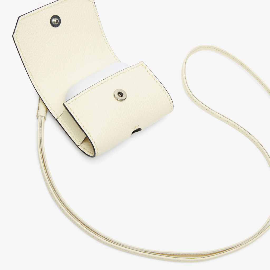 Valextra Porta Airpods Pro con Tracolla in Pelle Bianca | Valextra Italia