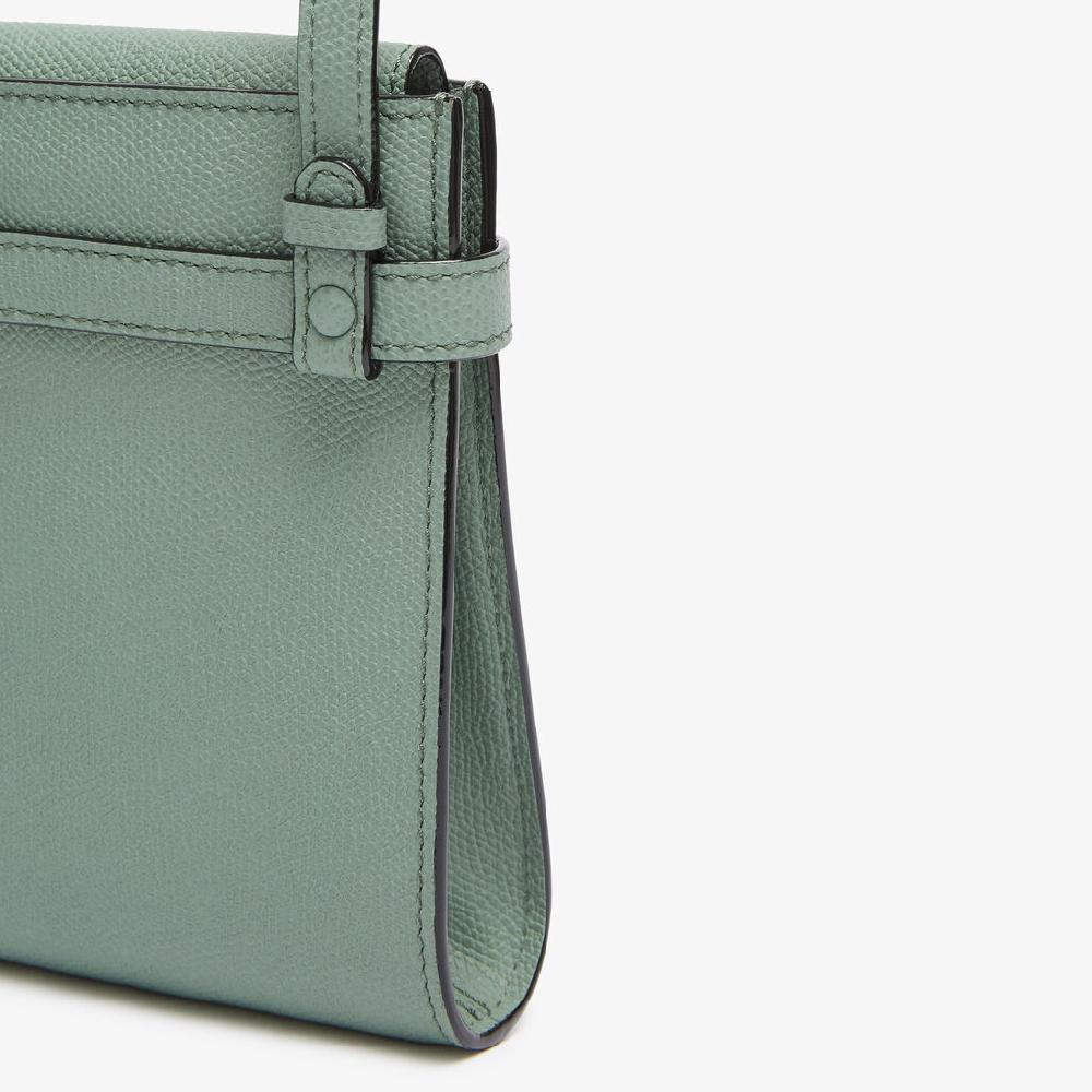 Valextra Borsa a Tracolla Brera B-Tracollina Slim Micro | Pelle di vitello Millepunte | Verde Eucalipto | Valextra 2025