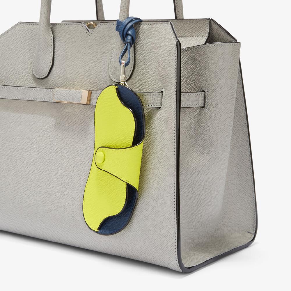 Valextra Custodia occhiali di Lusso in Pelle Gialla lime e Blu | Valextra Qualità