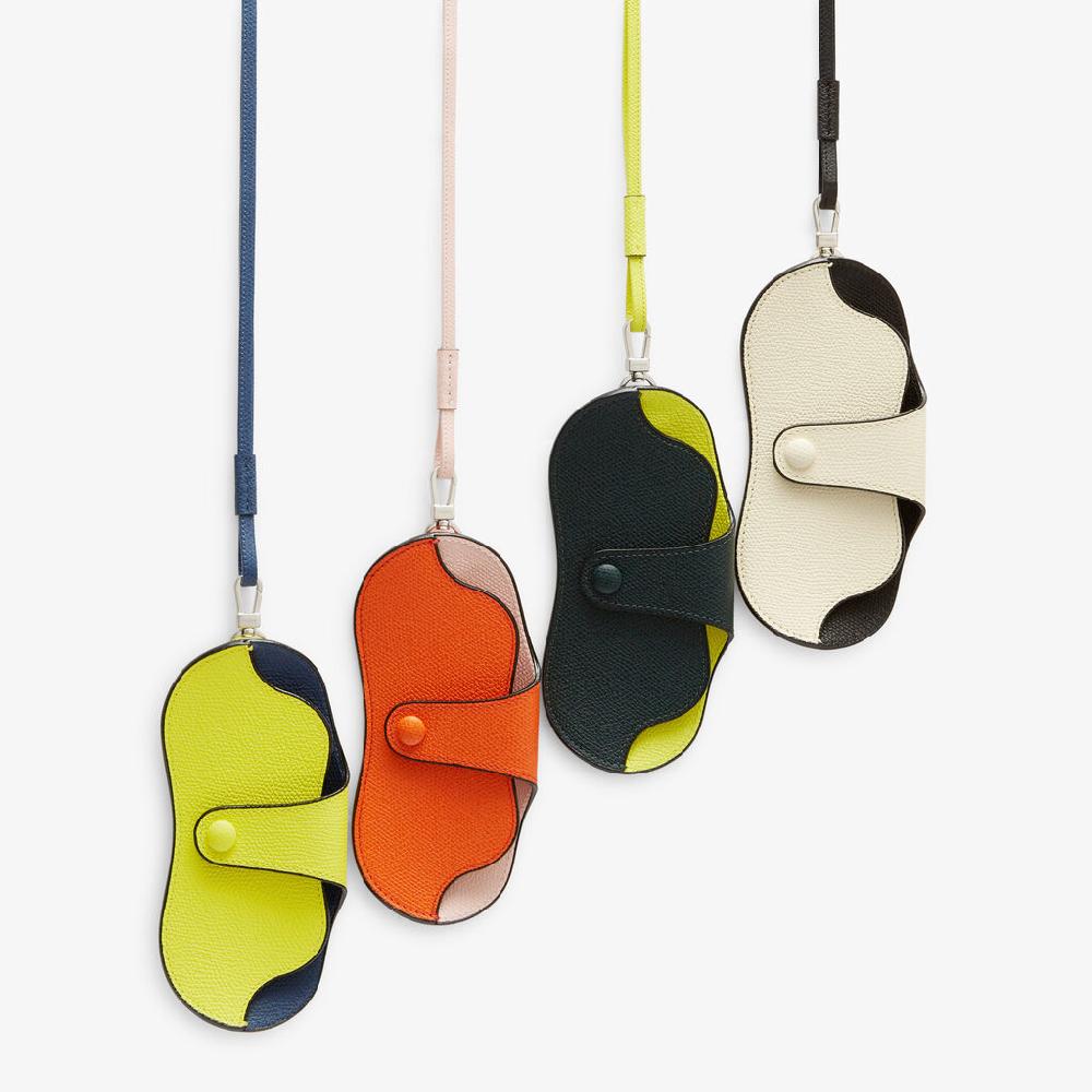 Valextra Custodia occhiali di Lusso in Pelle Gialla lime e Blu | Valextra Qualità