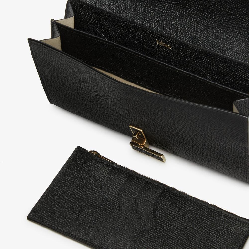Valextra Portafoglio grande con catena tracolla in Pelle Nera | Valextra Iside Cyber Monday