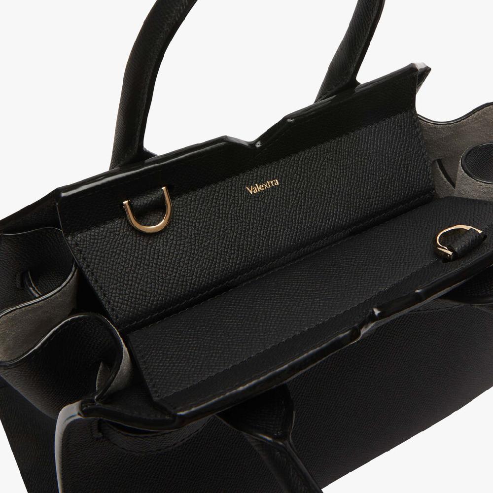 Valextra Borsetta a mano da Donna in Pelle Nera di Lusso | Valextra Soddisfazione Garantita