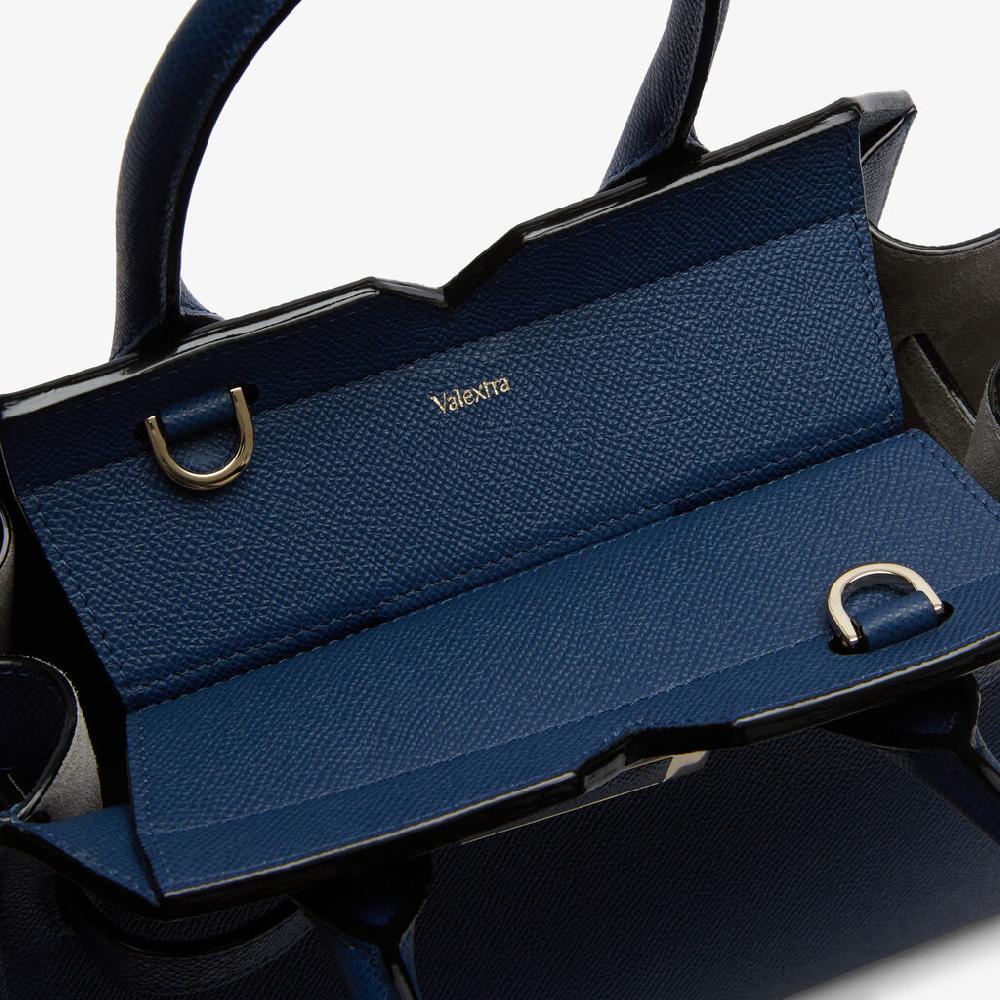 Valextra Borsa due manici da Donna di Lusso in Pelle Blu Zaffiro | Valextra Acquista Ora