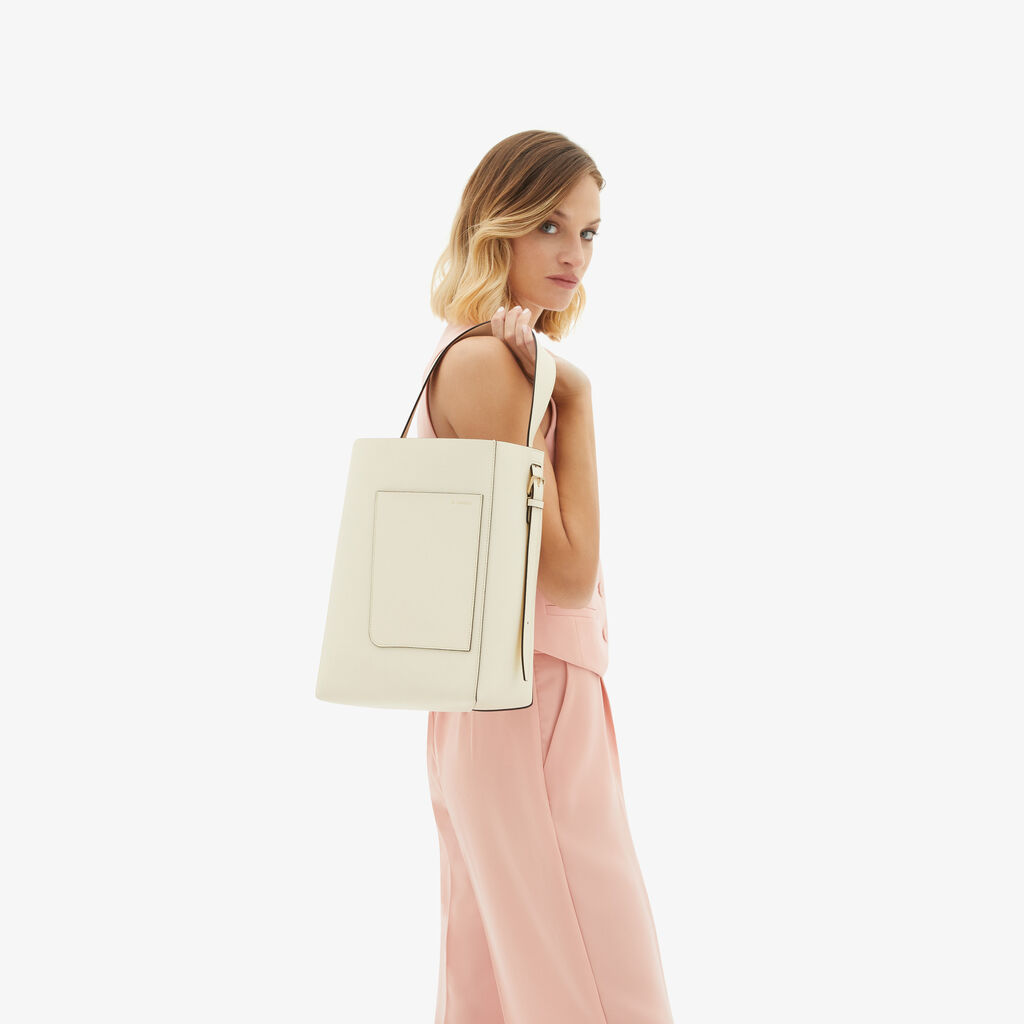 Valextra Borsa a secchiello da Donna Media in Pelle Bianca | Valextra Soft Fino Al -60%