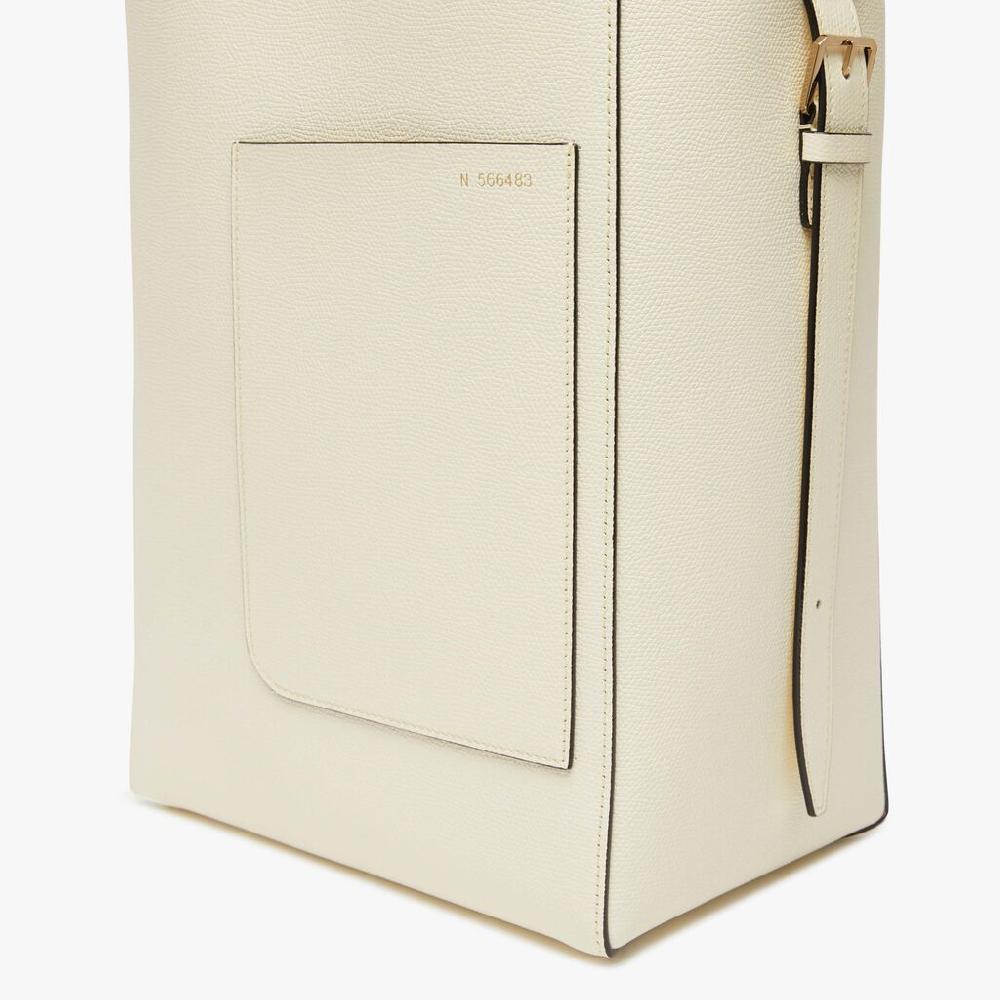 Valextra Borsa a secchiello da Donna Media in Pelle Bianca | Valextra Soft Fino Al -60%