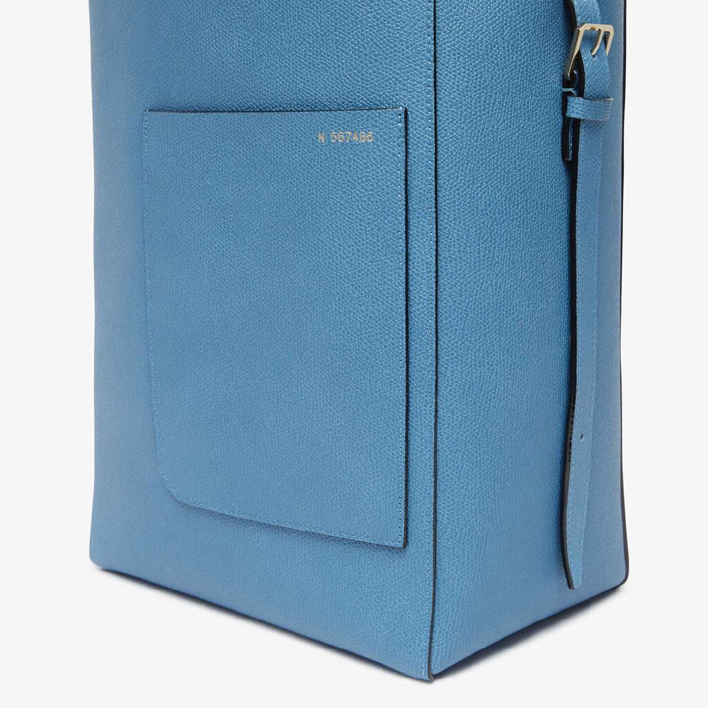 Valextra Borsa a secchiello da Donna Media in Pelle Azzurra | Valextra Soft Shopping Online