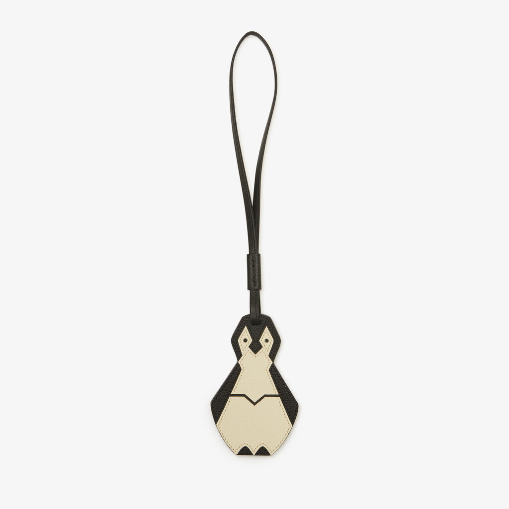 Valextra Charm per borsa Pinguino in Pelle Bianca e Nera | Valextra Presa
