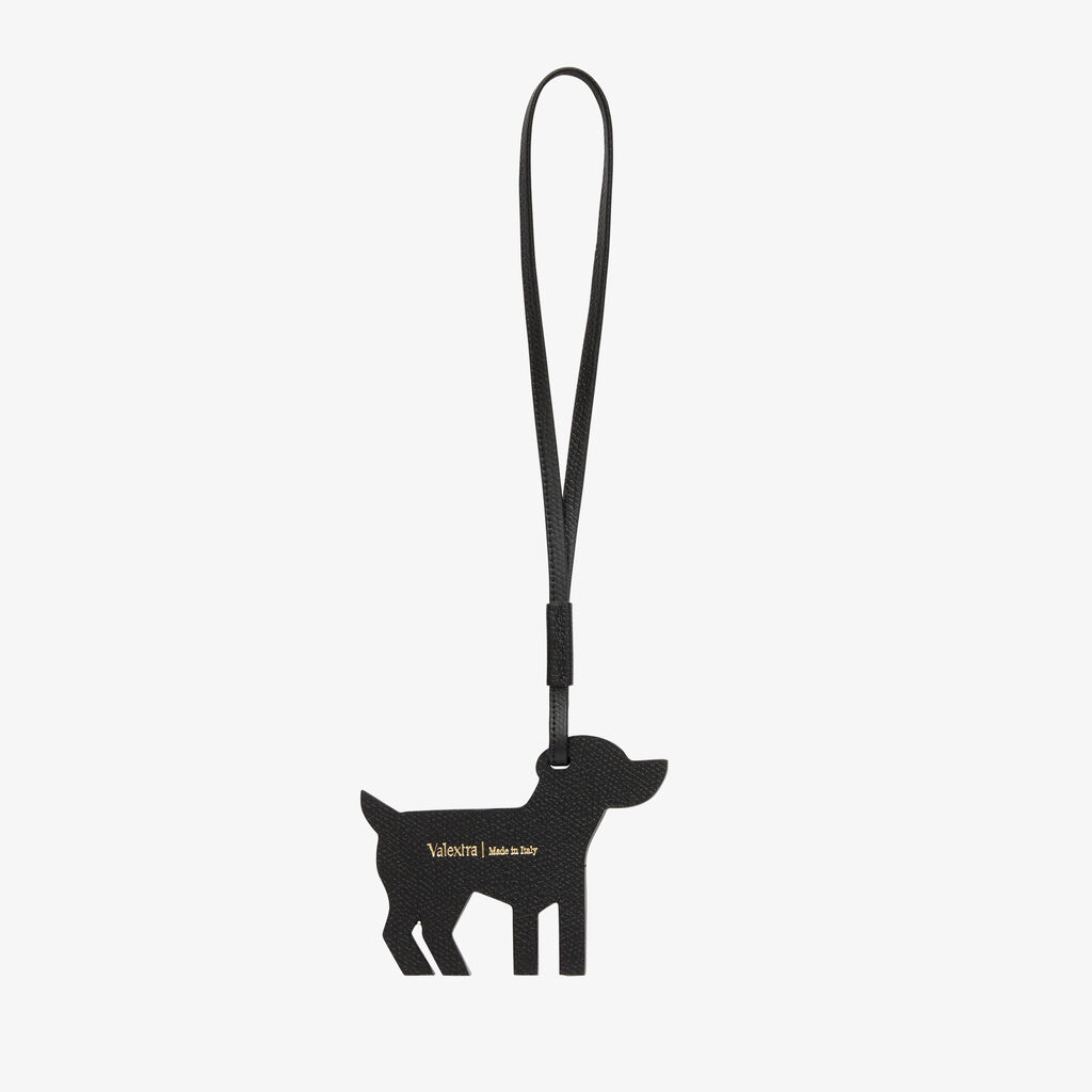 Valextra Charm cagnolino di Lusso in Pelle Bianca e Nera | Valextra Saldi Di Fabbrica
