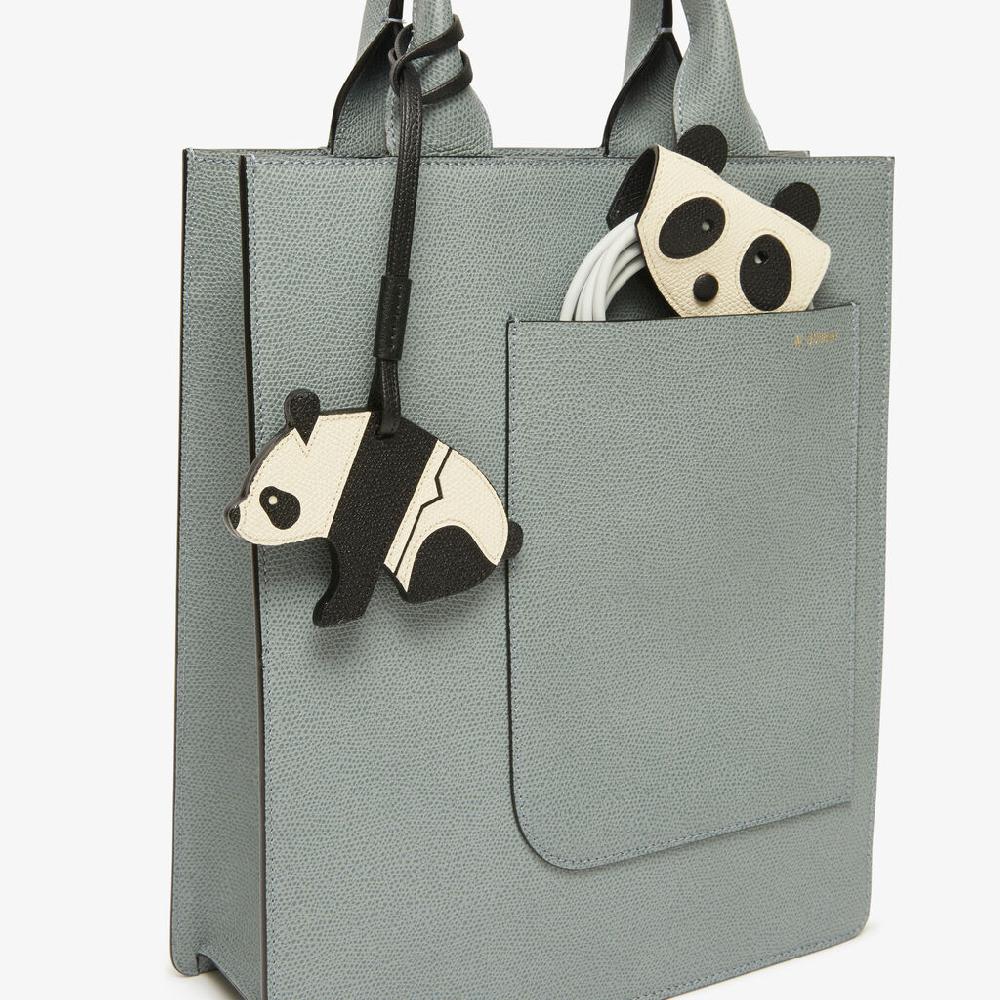 Valextra Charm per borsa Panda in Pelle Bianca e Nera | Valextra Vendite Flash