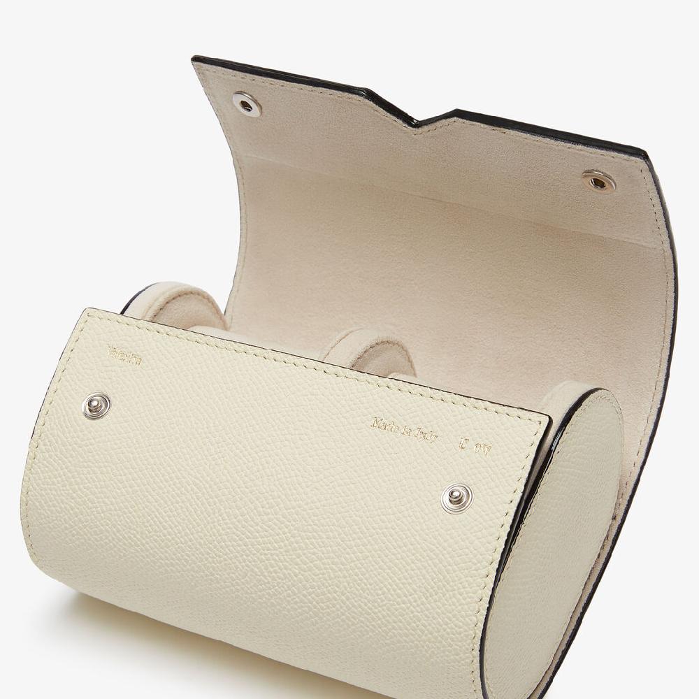 Valextra Porta orologio doppio da Donna in Pelle Bianca | Valextra V-Line In Saldo