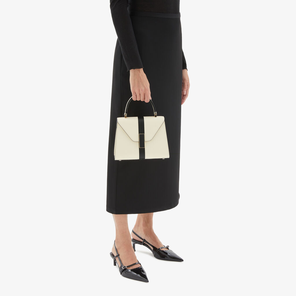 Valextra Borsa a mano Donna Lusso Pelle Bianca e Nera | Valextra Iside Moda