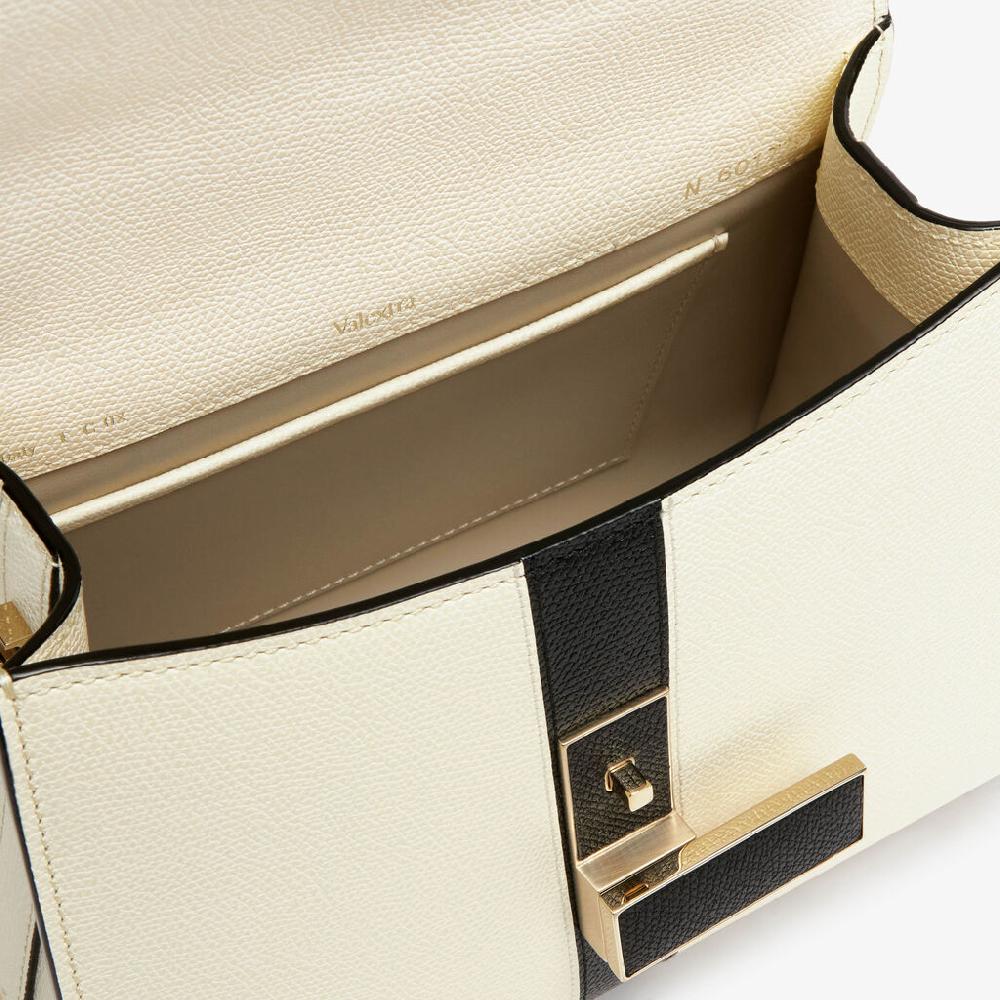 Valextra Borsa a mano Donna Lusso Pelle Bianca e Nera | Valextra Iside Moda