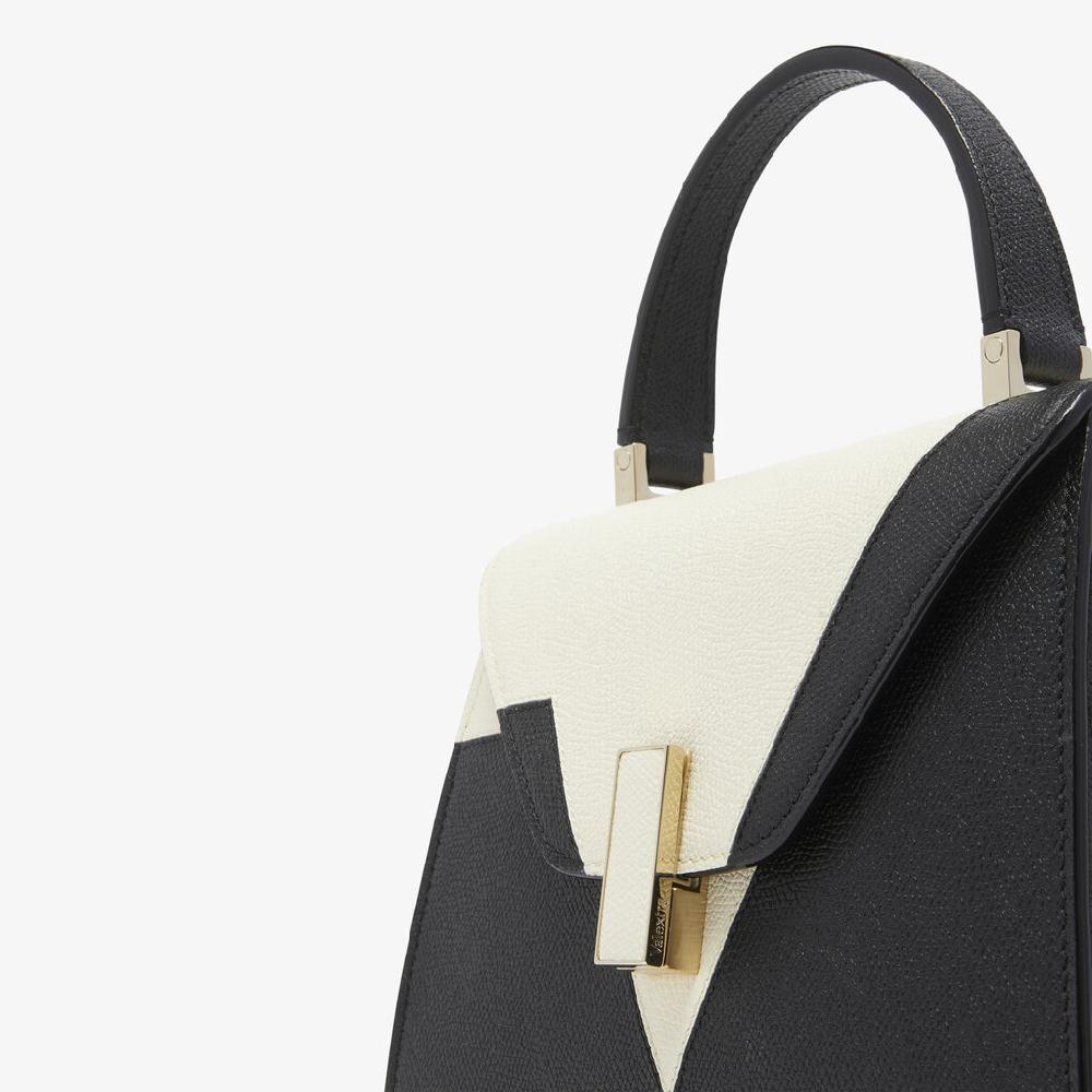 Valextra Borsetta a mano Mini Nera con intarsi geometrici | Valextra Iside Fino al 50% di sconto