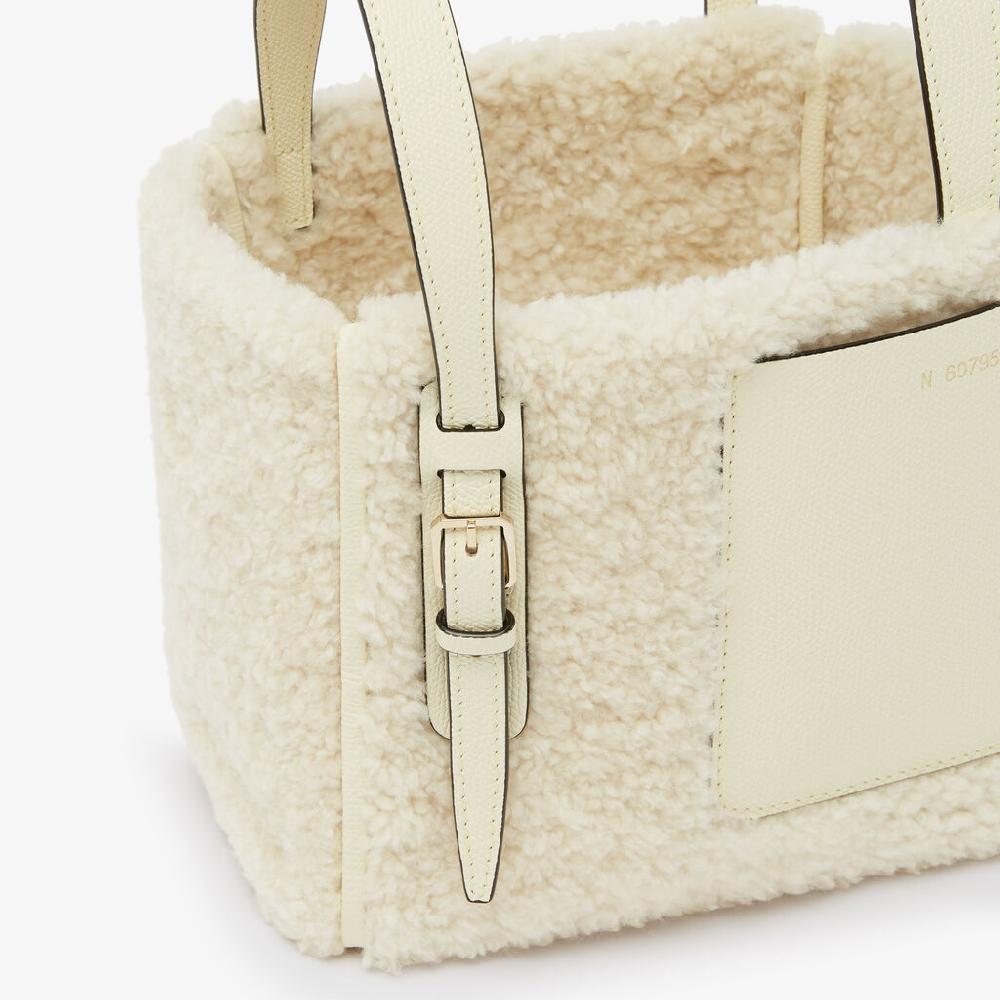 Valextra BORSA SECCHIELLO MINI CON TRACOLLA MONTONE/VITELLO VS ORO CHIARO Italy