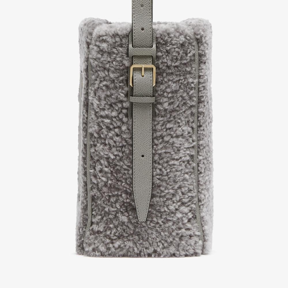 Valextra Borsa a secchiello da Donna Mini Shearling Grigia | Valextra Soft Italia