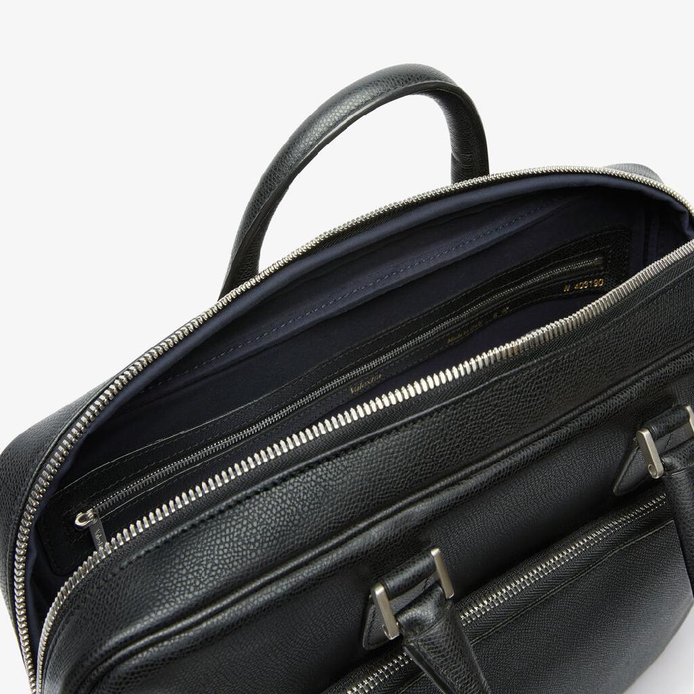 Valextra Borsa business Media in Pelle Nera | Valextra Avietta Nuovo