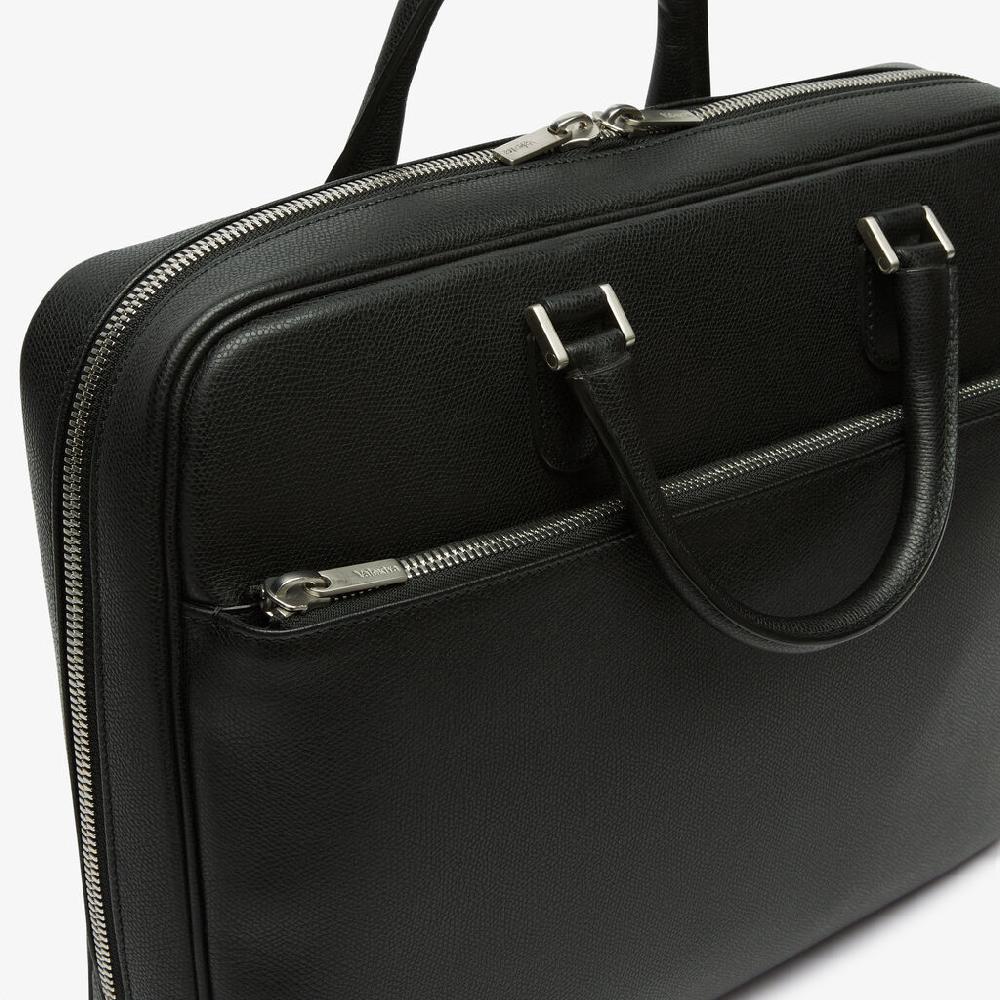 Valextra Borsa business Media in Pelle Nera | Valextra Avietta Nuovo