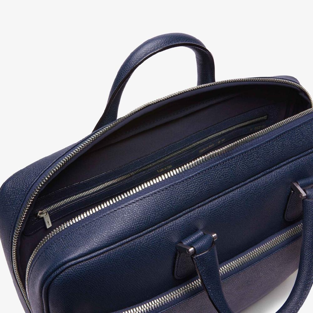 Valextra Borsa business Media in Pelle Blu | Valextra Avietta Promozione