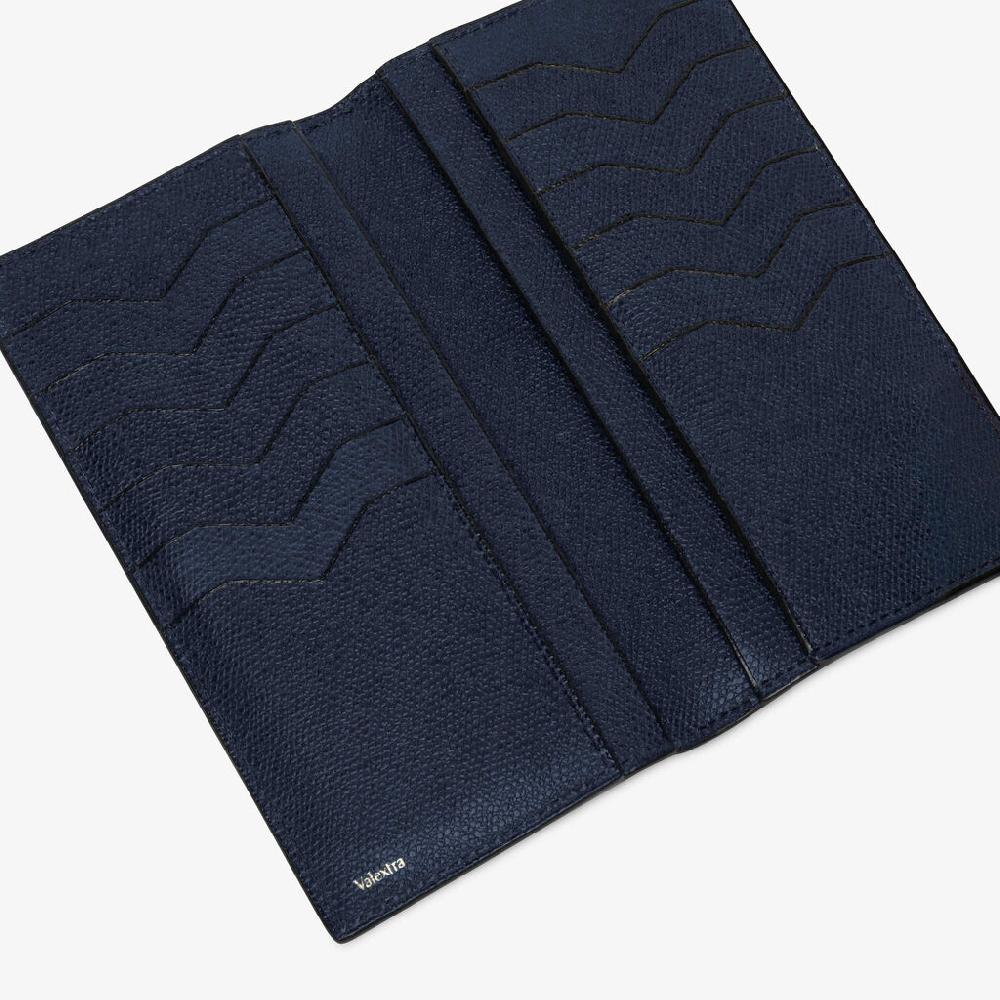 Valextra Portafoglio verticale bifold di Lusso in Pelle Blu | Valextra Pezzi Unici