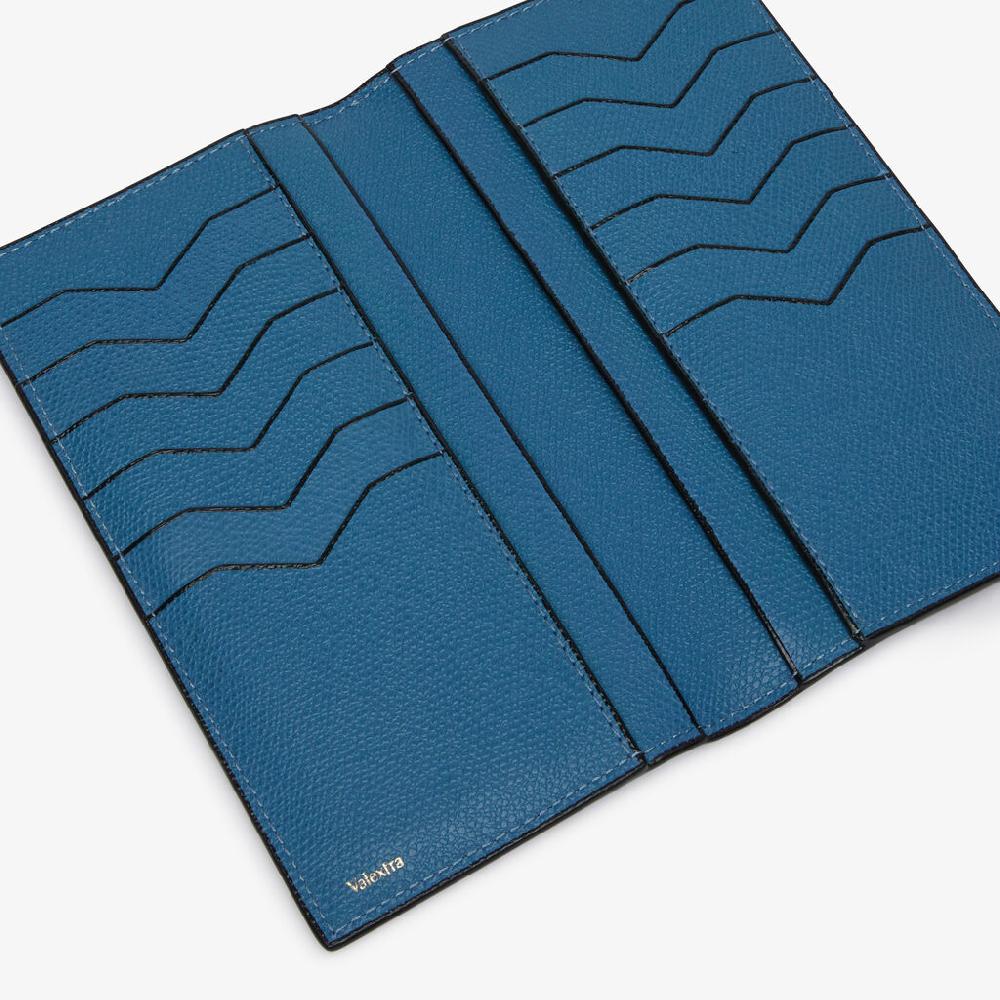 Valextra Portafoglio verticale bifold in Pelle Blu Cobalto | Valextra Qualità Garantita