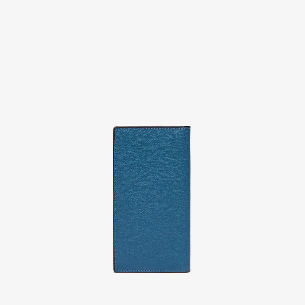 Valextra Portafoglio verticale bifold in Pelle Blu Cobalto | Valextra Qualità Garantita
