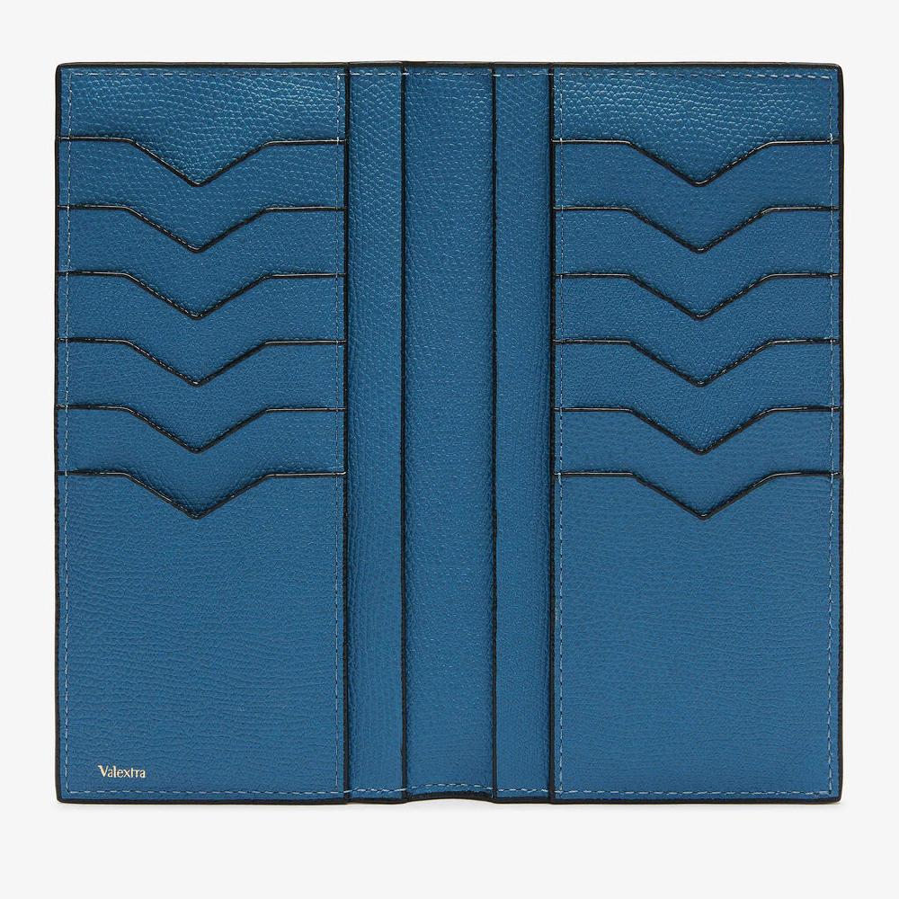 Valextra Portafoglio verticale bifold in Pelle Blu Cobalto | Valextra Qualità Garantita