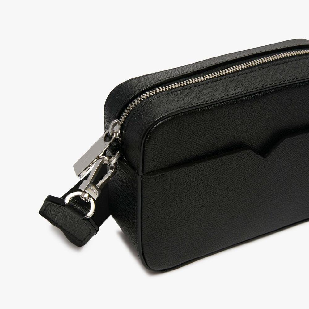 Valextra Borsa a tracolla da Uomo di Lusso Pelle Nera | Valextra V-Line Negozi Online