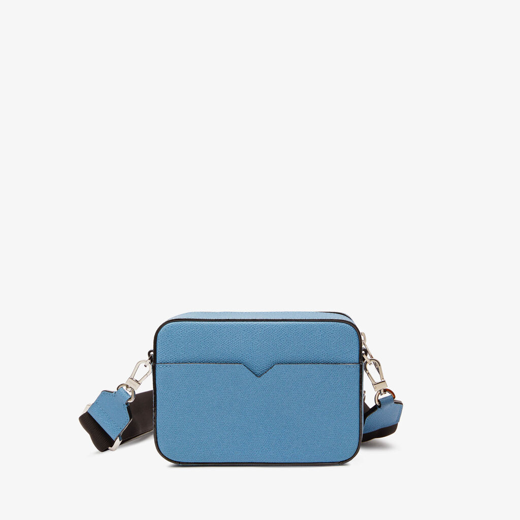 Valextra Borsa a tracolla Uomo di Lusso in Pelle Azzurra | Valextra V-Line Consegna Veloce