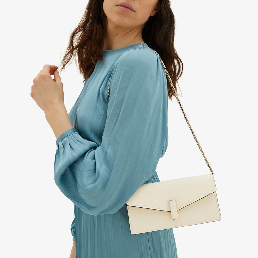 Valextra Pochette in Pelle Bianca con tracolla | Valextra Iside Outlet