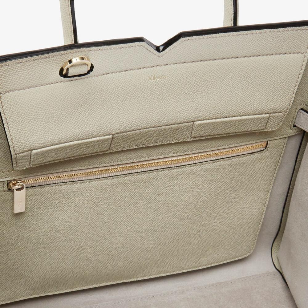 Valextra Borsa A Due Manici Milano Media | Pelle di vitello Millepunte Soft | Grigio Lino | Valextra Offerte