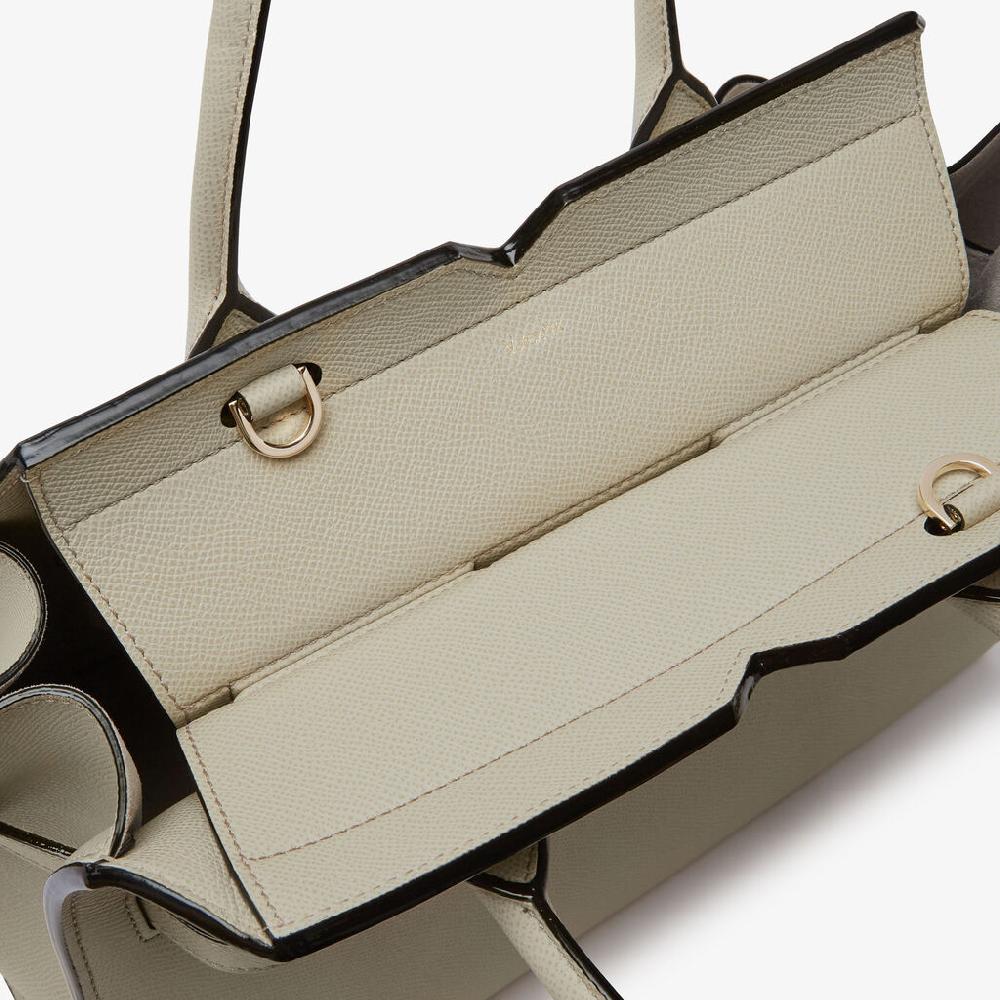 Valextra Borsa A Due Manici Milano Media | Pelle di vitello Millepunte Soft | Grigio Lino | Valextra Offerte