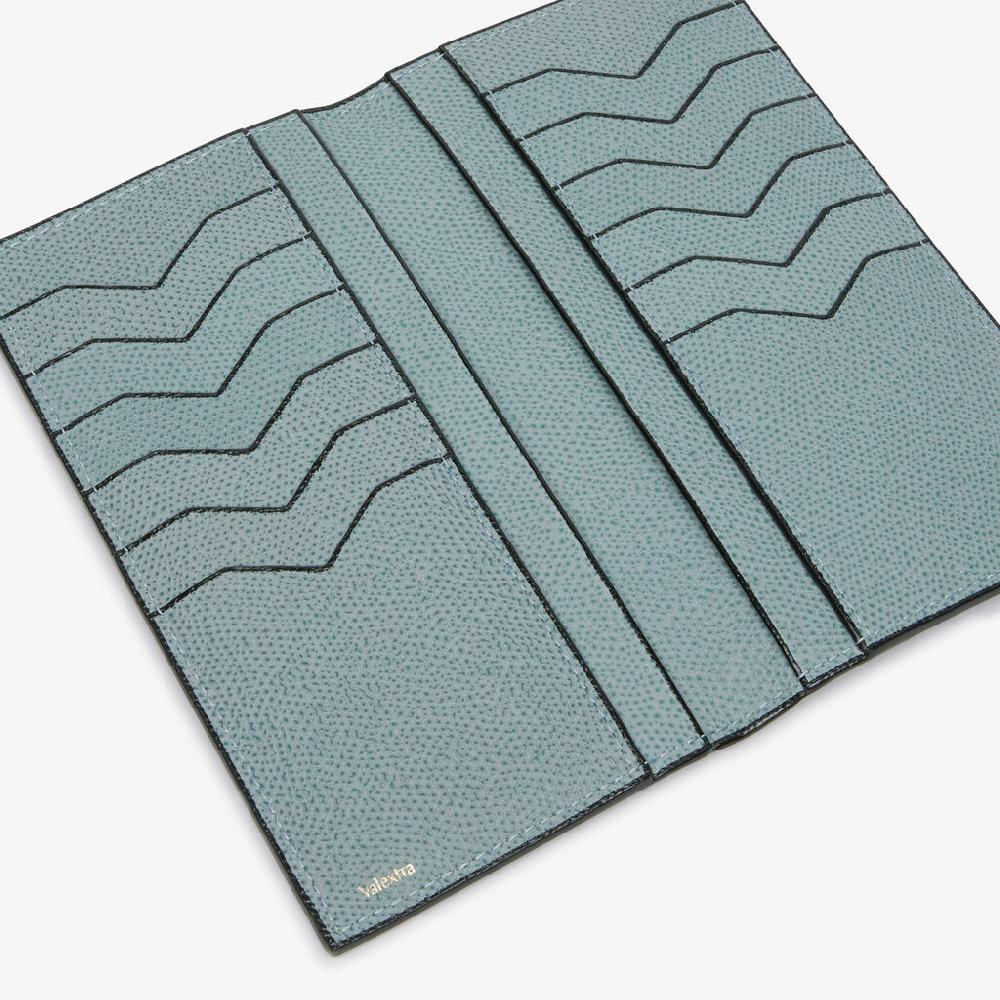 Valextra Portafoglio verticale bifold in Pelle Azzurra cerulea | Valextra In Saldo