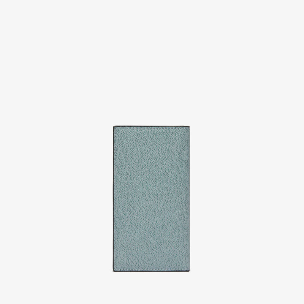Valextra Portafoglio verticale bifold in Pelle Azzurra cerulea | Valextra In Saldo